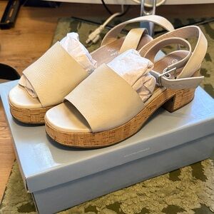 Seychelles Cream Leather Platform Wedge Sandals with Box
